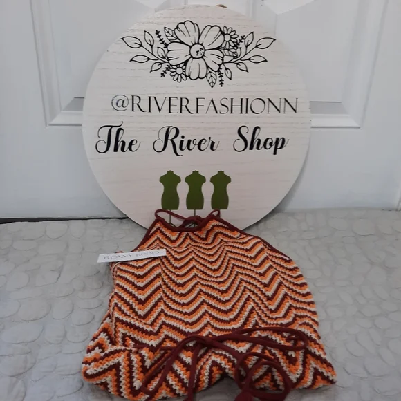 RONNY KOBO Tasseled crochet-knit halterneck mini dress NWT